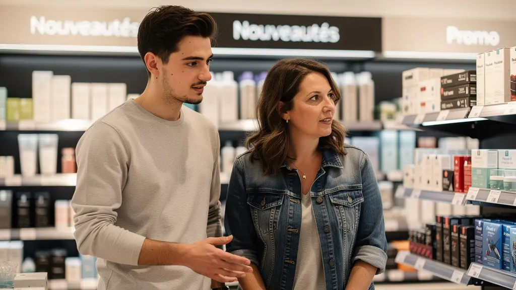 Conseiller vendeur en formation alternance commerce dans espace de vente